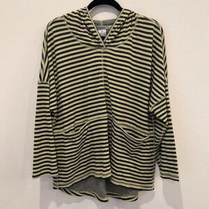 IRIDIUM APPAREL 100% Pima Cotton Hoodie Pullover Sz M Striped/green Blue